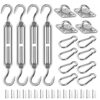 Covlongyu Awning Attachment Set, M5 Heavy Duty Sun Shade Sail Stainless Steel Hardware Kit Rectangle Triangle and Square, Sunshade Hook, Garden/O