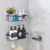 3 Pcs Shower Caddy - Wall Mounted Shower Caddy No Drill - Bathroom Shower Shelf with Soap Holder and Hooks - Rustproof Shower Organiser Rack for