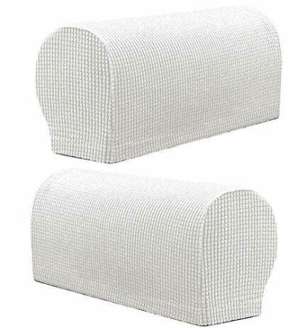 Golden Apple LERTREE 1 Pair Sofa Arm Slipcovers Elastic Sofa Armrest Protectors Removable Chair Sofa Armrest Covers (White)