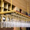 SUCHETA Wine Rack Hanging Wine Glass Holder 2 Layers Of Racks Adjustable Metal Ceiling Bottle Holder Simple Ceiling Decoration Shelf For Bars, Fa