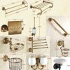 TBIIEXFL Antique Brass Carved Towel Paper Holder Bathroom Towel Rack Bathroom Accessories Retro Faucet Bathroom Hardware Set
