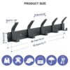 ZGELIN Coat Rack Wall Mounted,5 Coat Hooks for Hanging Coats,Heavy Duty Metal Double Hook Rack Hook Rail,Coat Rack with Hooks,Wall Mount Coat Han
