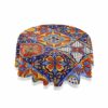 xigua Polka Dot Round Tablecloth with Zipper Umbrella Hole, Waterproof Spillproof Polyester Fabric Table Cover for Outdoor Patio Garden Dining Pa