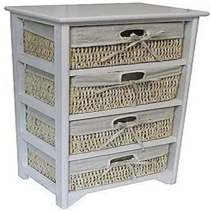 Home Discount® Maize Storage Drawers Bedroom Bathroom Bedside Cabinet White, 4 Drawer