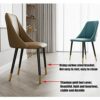 dining chair Kitchen Dining Room Furniture Chairs Dining Chairs Water Proof PU Leather Dining Chair With Metal Legs And Backrest Kitchen Living R