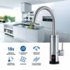 Pudin,220V Electric Instant Heater,Supply Hot and Cold Water,Stainless Hot Water Tap with LED Digital Display for Home Facilities(British Plug)