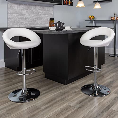 DINGZZ Vinyl Rounded Style Back Adjustable Height Barstool with Chrome Base Bar Chair Dining Chair (Color : 3-pack, Size : Light Grey)