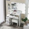 Dradaomull Makeup Vanity with Lights, Modern Vanity Desk with Chair, 4 Large Drawers Dresser with Sliding Mirror, 3 Lighting Modes and Brightness