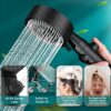 Shower Head High Pressure Booster with 1.5 m Hose & Bracket, 2023 6 Modes Rain Power Shower, Waterfall Shower Heads with 65% Water Saving Stop, H