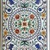 Gifts And Artefacts 30 x 60 Inches Semi Precious Gemstone Inlay Work Kitchen Table Top Rectangle Shape White Marble Dining Table with Royal Look