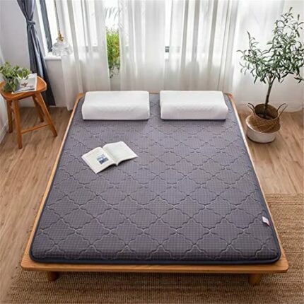 YLYAJY Foldable Tatami Mattress Adults Single Double Thick Warm Cotton-dyed Mattress with Straps Twin Queen King Size (Color : Gray, Size : 180x2