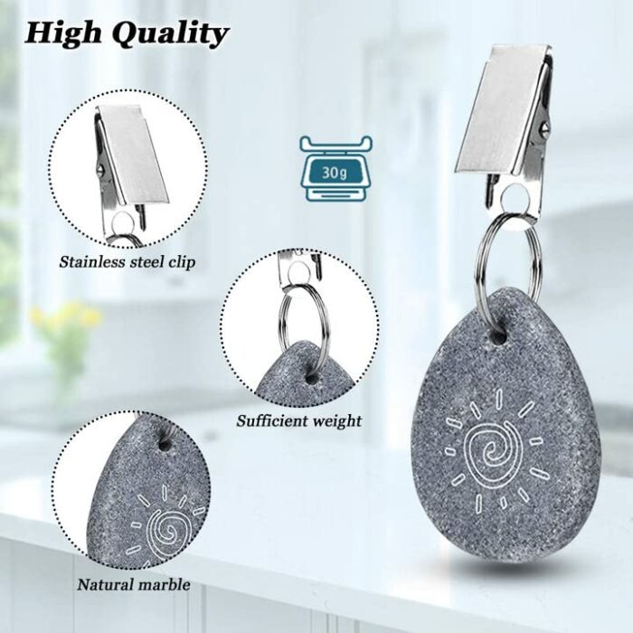 8Pcs Tablecloth Weights, Heavy Duty Tablecloth Pendant, Marble Teardrop Tablecloth Weight Stone with Metal Clips for Indoor Outdoor Home Kitchen