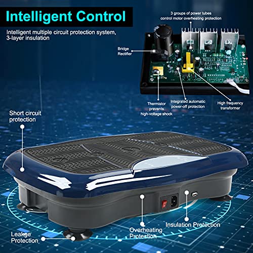 Vibration Plate Exercise Machine Whole Body Workout Vibration Platform w/ Bluetooth Speaker Remote Control Vibration Machine 5 Programs 180 Level