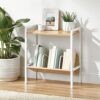 mDesign Storage Table – Small Side Table with Book Storage Shelving – Versatile Table with Shelf for Bedrooms, Hallways, Living Rooms, Bathrooms