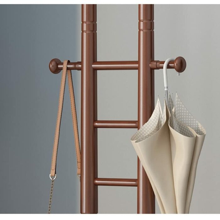 maozi Wooden Bedroom Clothes Standing Coat Rack Floor Laundry Entrance Hall Hanger Rack Foot Design Furniture (Color : Argento, Size : Light Grey