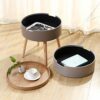 SDFGH Bedroom Small Simple Bedside Table Round Bedside Table, Side Table Double Drawer Bedside Table