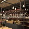 KEppd Vintage Ceiling Wine Rack with Hanging Adjustable Boom, Metal Wine Bottle and Glass Holder, Kitchen Bar Counter Floating Goblet Stemware St