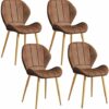 dining chair Kitchen Dining Room Furniture Chairs Leather Dining Chairs Kitchen Chairs Set Of 4 Iron Non-Slip Feet Suitable Makeup Chair Rest Off