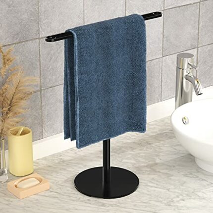 Towel Rack for Bathroom Hand Towel Holder T-Shape Headband Holder, Towel Hanger Freestanding Headband Holder,Kitchen Towel Rack Balck Hand Towel