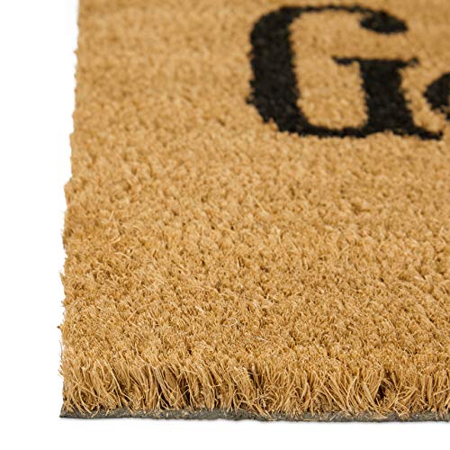 Relaxdays Doormat Come In / Go Away Coir Floor Mat with PVC Anti-Slip Underside Coconut Fiber Welcome Mat, Natural