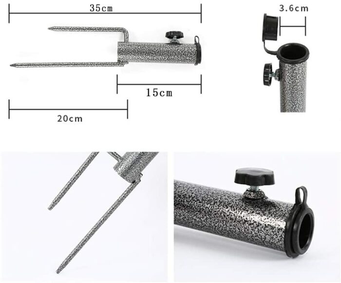 suntonmoto Rotary Washing Line Spike, Adjustable Size Rotary Washing Line Base Parasol stand for beach, garden, lawn, fishing, etc, Heavy Duty Mu