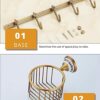 TBIIEXFL Antique Bathroom Blue and White Porcelain Accessories Carved Copper-Alloy Hardware Set Wall Mounted Bathroom Hardware Kit