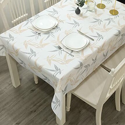137*180cm Wipeable Tablecloths Rectangular, Leaves Style Table Cloths PVC Plastic Wipe Clean Table cloth,Stain Resistant Waterproof Square Table