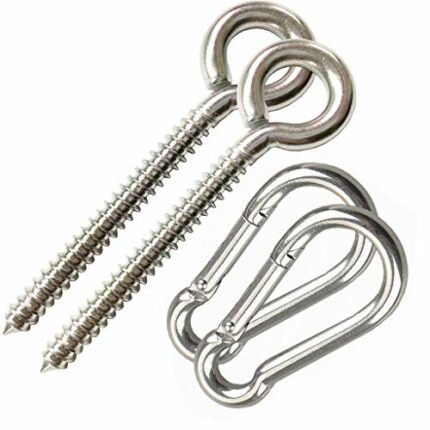 AIVOOF Hammock Hanging Kit, Heavy Duty Swing Hangers Eye Hooks for Hanging Swing Stainless Steel Hammock Hook Carabiner Set 800LB Capacity Swing
