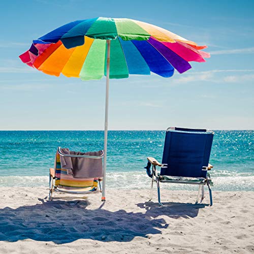 Relaxdays Parasol Ground Anchor, Screw-In Holder with Grips, Umbrella Spiked Stand, 19-32 mm, Camping, Beach, Black/Red