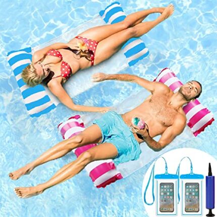 Inflatable Pool Floats Hammock,2 Pack 4 in 1 Swimming Pool Hammock Water Hammock, Portable Pool Float Lounge Chair Inflatable Pools Tub Beach Sum