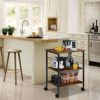 UXZDX 3 Tier Kitchen Storage Cart Microwave Oven Rack For Household Kitchen Wheel Movable Storage Holders Cart