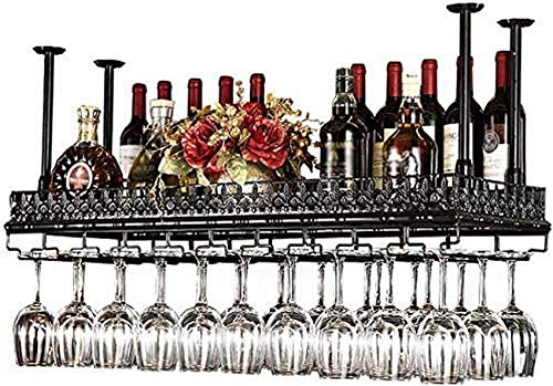 OUSIKA Wine Racks,Simple Style Iron Hanging Wine Glass Rack Hanging Wine Bottle Holder Bar Creative Wine Rack Ceiling Decoration Shelf for Bars,R