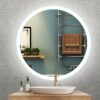 600X600mm Round Illuminated LED Light Bathroom Mirror Backlit with Sensor Touch Control,Dustproof Anti-Fog, 3 Colors, Warm White/Neutral/Cool Whi