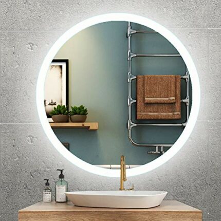 600X600mm Round Illuminated LED Light Bathroom Mirror Backlit with Sensor Touch Control,Dustproof Anti-Fog, 3 Colors, Warm White/Neutral/Cool Whi