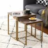 ASPECT Regis Set of 2 Nesting Side Table (Walnut/Gold, 40x40x45(H) cm)