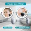 Auxmir 10x Magnification Wall Mirror Illuminated LED Wall Makeup Mirror with 3 Colour Modes, 1X/10X Magnification USB Charge, Touch Screen, 360°