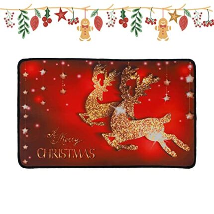 Christmas Doormat Christmas Decorations Entrance Door Mat Cute Reindeer Non Slip Indoor Outdoor Front Door Bathroom Entrance Mats for Xmas Home O