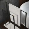 RSOCHS Marble bathroom floor towel bar bathroom towel holder simple bath towel rack coat rack stainless steel towel bar