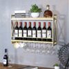 EYLINK Wine Racks,Vintage Wine Bottle Rack Wall Hanging | Metal Wine Rack Wall Mount | Wall Shelf Storage Storage Rack | Hanging Wine Glass Rack