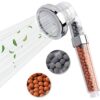 EcoNour Shower Head Powerful Flow with Beads Filter Pressure Boosting Shower Head Spray with 3 Modes Water Saving Bathing for Adults Children Pet
