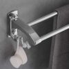 HIGOH Towel Rack Double Towel Bar with Hooks, Kitchen Anti-Rest Towel Stick Wall Mountedbathroom Towel Holder Towel Holder Bathroom Hardware/Silv