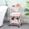 KINGRACK Storage Trolley Cart, 3 Tier Rolling Multi-Purpose Organiser, Organizer with Handles, Utility Cart Lock Wheels, Serving for Home, Office