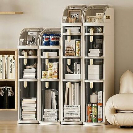 Bathroom Floor Storage Cabinet Organizer Narrow Dresser Storage Tower Stand Small Bathroom Storage Cabinet Toilet Paper Holder 2/3/4 Tier Thin To
