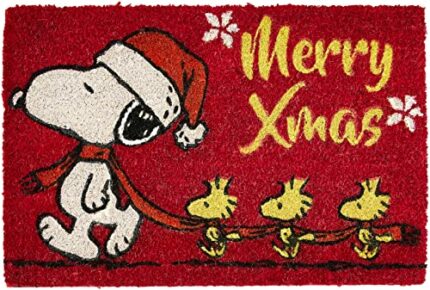 Excelsa Peanuts Christmas Entrance Mat, Coconut Fiber, Red, 40 x 60 cm