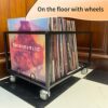 Vinyl Record Storage Holder With Wheels - Holds up to 100 LP - Album Holder Display Stand - Vinyl Record LP Storage organizer - Sturdy Metal Stru