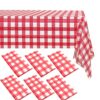 ZeriTlolen 3 Pack 108" X 54" Red Checkered Premium Disposable Plastic Tablecloth for 8ft Long Rectangle Tables, Waterproof Table Covers for Birth