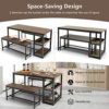 DINGZZ 3 Piece Dining Table Set For Kitchen Table And 2 Bench Storage Compartments With Wine Rack