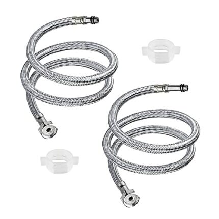 DXLing 2 Pieces Flexible Hose Pipes Tap Tails for Monobloc Basin or Kitchen Toilet Taps M10 x1/2 Fitting 600mm Long Braided Hose Stainless Steel