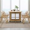 Shykey Extendable Dining Table Set, Wooden Drop Leaf Table With 4 Dining Chairs, Folding Dining Table for Kitchen Restaurant Dining Room Living R