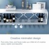 SUCHETA Wine Rack Bar Unit Floating Shelves Wall-Mounted Inverted Wine Glass Rack Multifunctional Iron Bottle Holder Simple Hanging Goblet Rack W